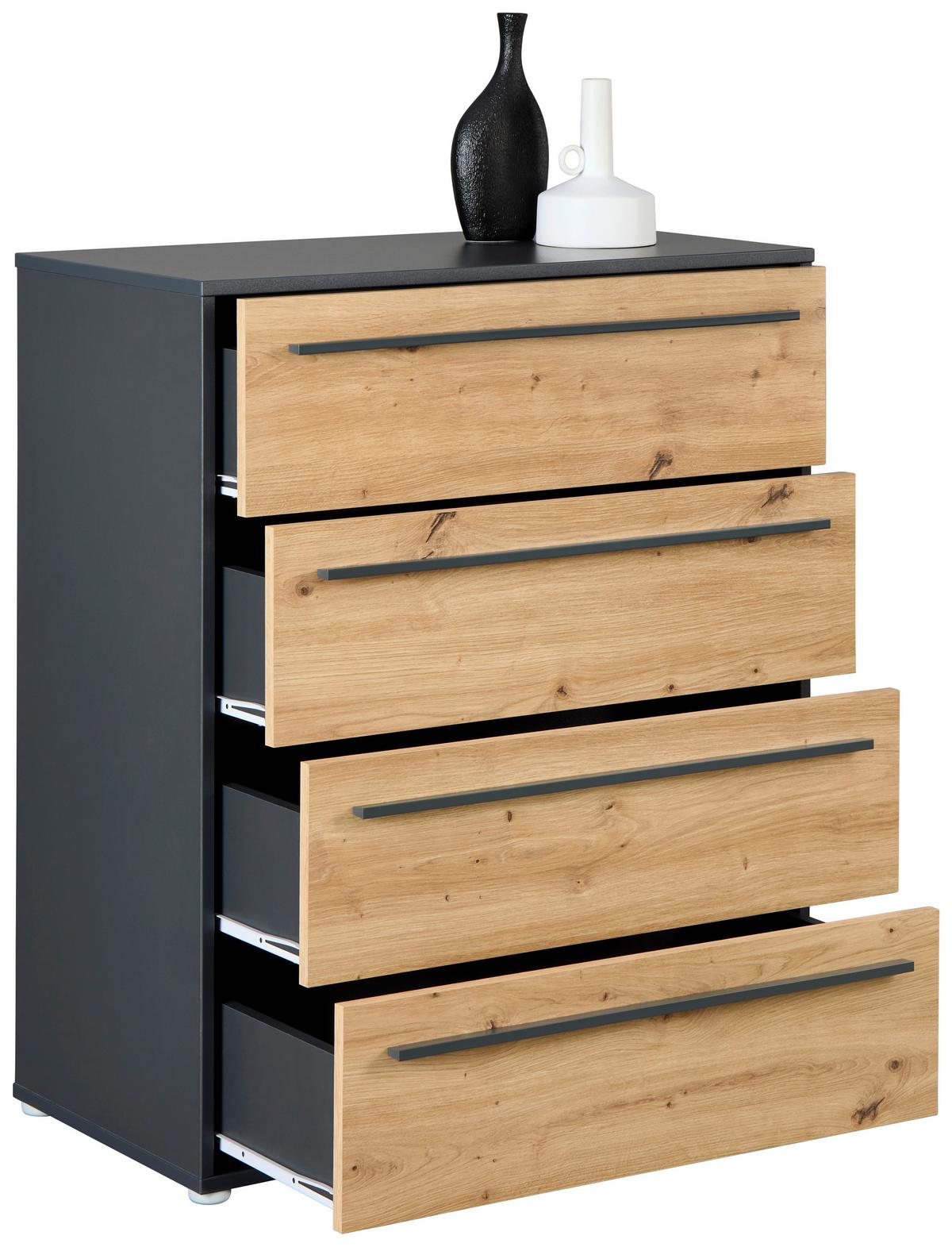 Kommode Adriano Anthrazit/artisan B: 80 Cm - Anthrazit/Eiche Artisan, Trend, Holzwerkstoff (80/94,8/41,2cm)