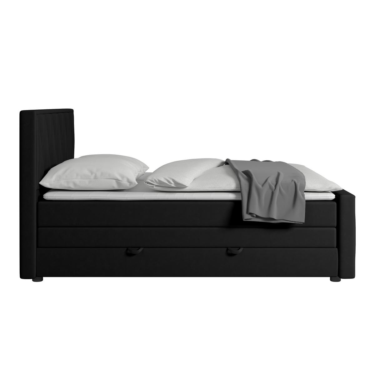 Boxspringbett mit Bettkasten Porto 180x200 cm Schwarz - Schwarz, MODERN, Holzwerkstoff/Kunststoff (180/200cm) - MID.YOU