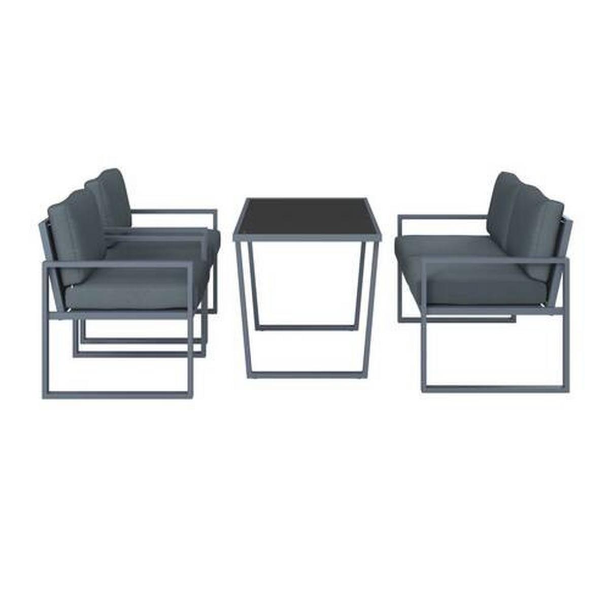 Loungegarnitur Prag - Dunkelgrau/Schwarz, MODERN, Glas/Textil - Beldano