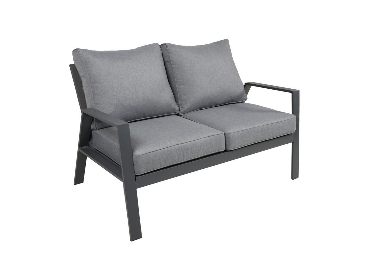 Gartenset Victoria - Anthrazit/Grau, Basics, Kunststoff/Textil - Gardenson