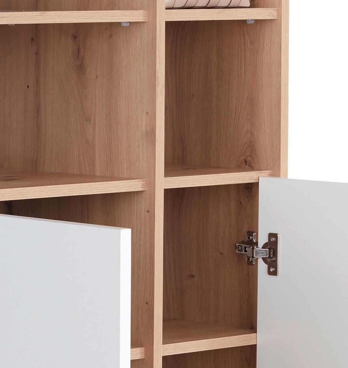 Polc Box - tölgyfa színű/fehér, Modern, faalapú anyag (75/205/40cm) - Ondega