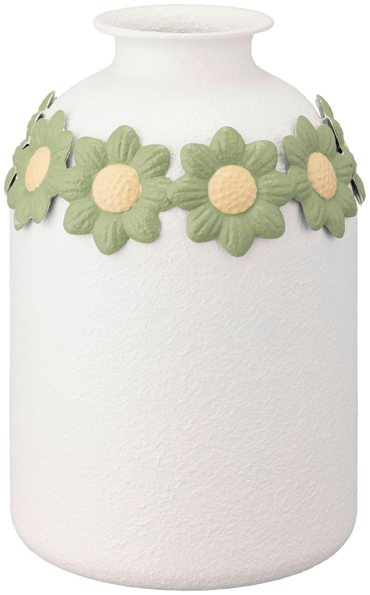 Dekovase Laura - Gelb/Weiß, KONVENTIONELL, Metall (15/23cm) - Luca Bessoni