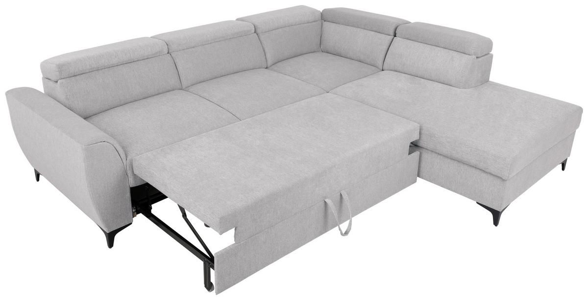 Ecksofa Lapis Hellgrau S: 255/217 Cm - Hellgrau/Schwarz, KONVENTIONELL, Textil (255/217cm) - MID.YOU
