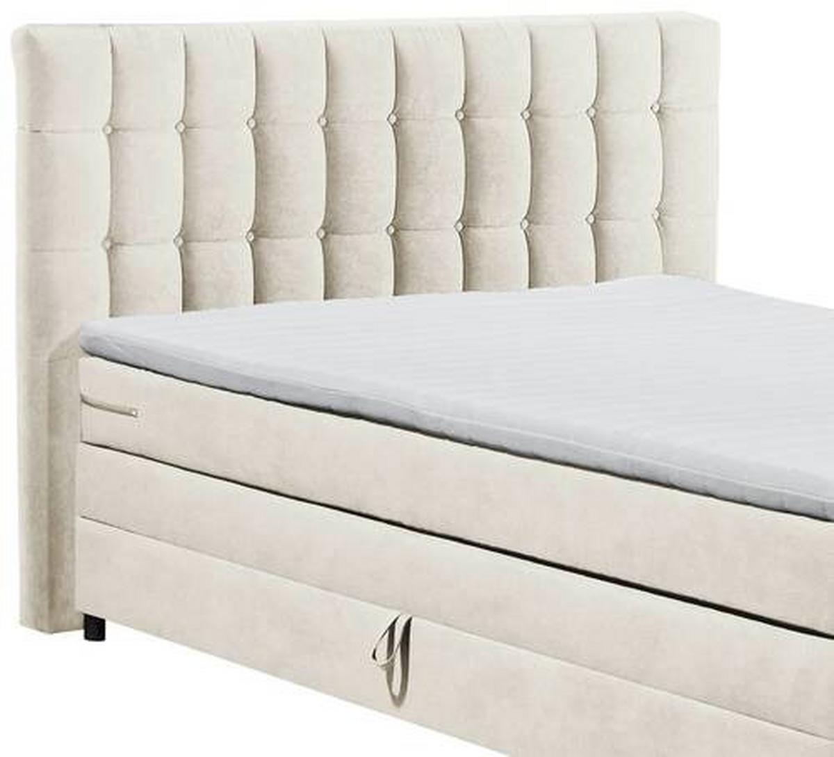 Boxspringbett Mendoza 6 - Creme/Schwarz, MODERN, Holzwerkstoff/Textil (180/200cm) - MID.YOU