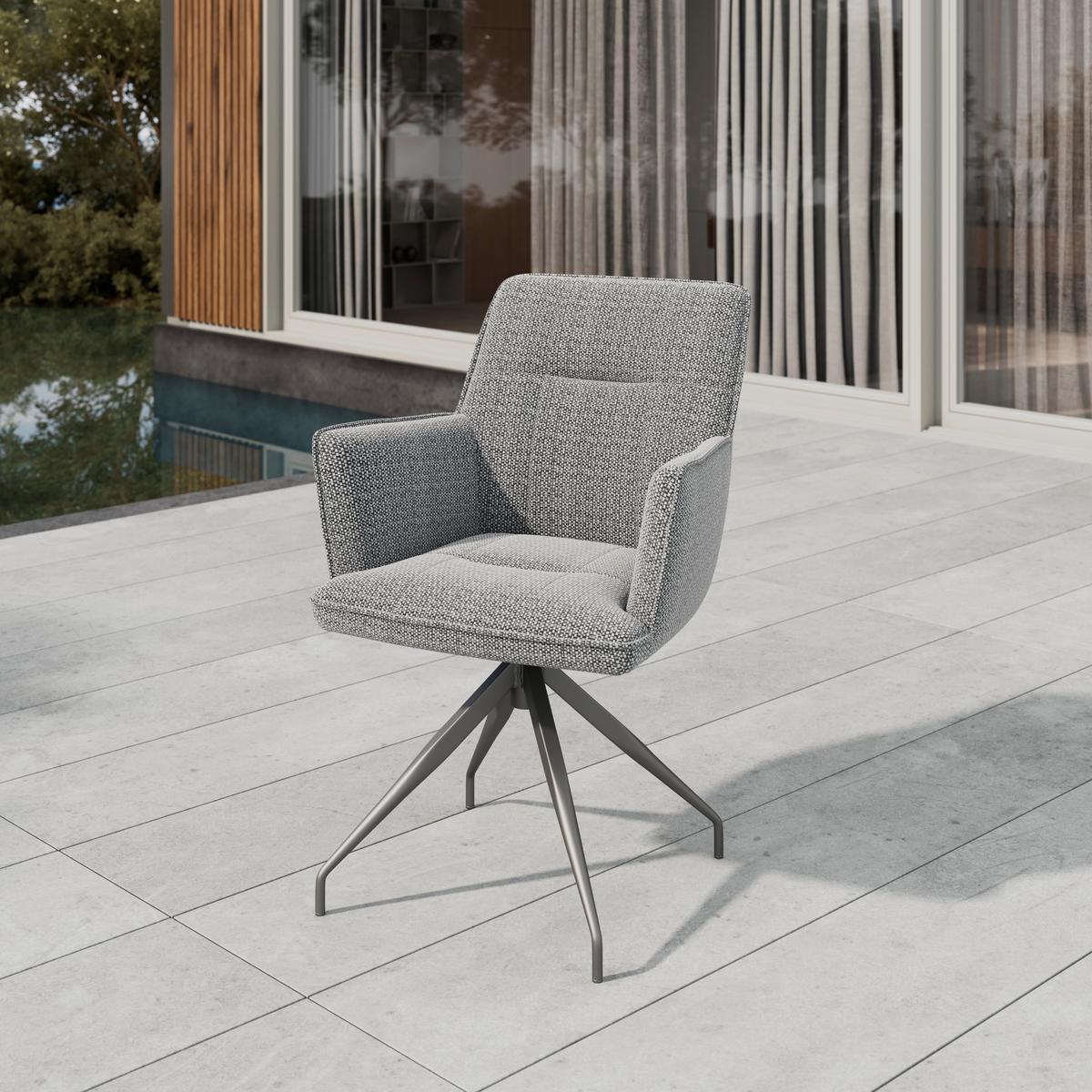 ZAHRADNÍ ŽIDLE GLAMOUR - antracitová/béžová, Moderní, kov/textil (62/62/87cm)