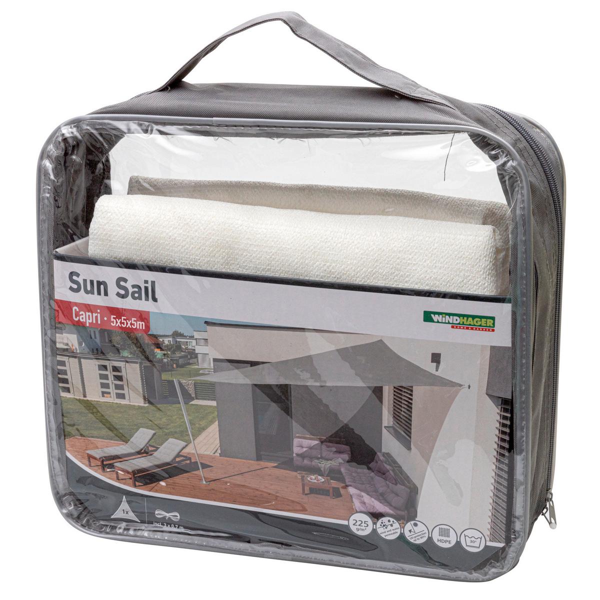 Sonnensegel Dreieck 5x5x5 m Capri DR - Weiß, Basics, Kunststoff (500/500/500cm) - Windhager
