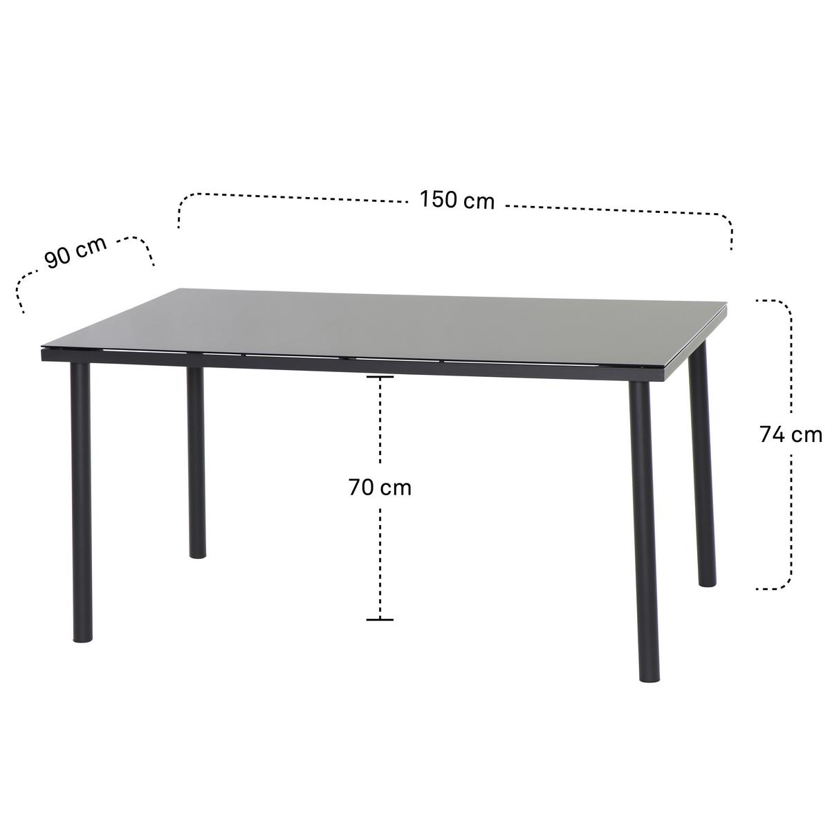 Gartengarnitur 7-tlg. Torino Aus Metall/glas/textil - Grau, MODERN, Glas/Textil (150/74/90cm) - Beldano