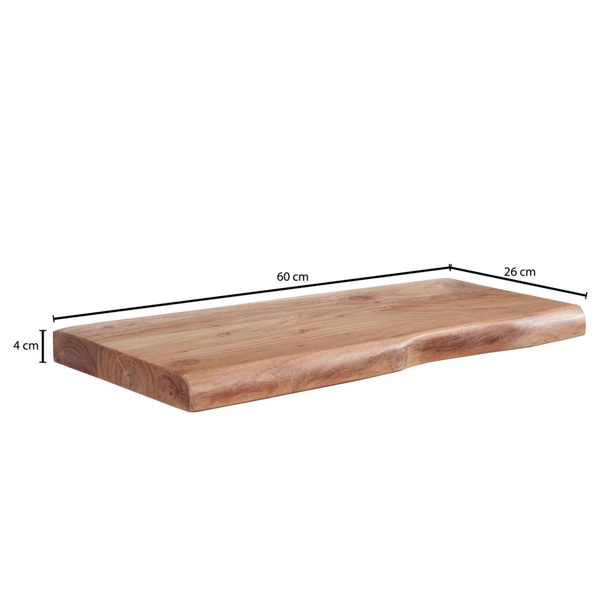 Nástenná polica z masívneho dreva š: 60cm - farba akácie, Modern, drevo (60/4/26cm) - MID.YOU