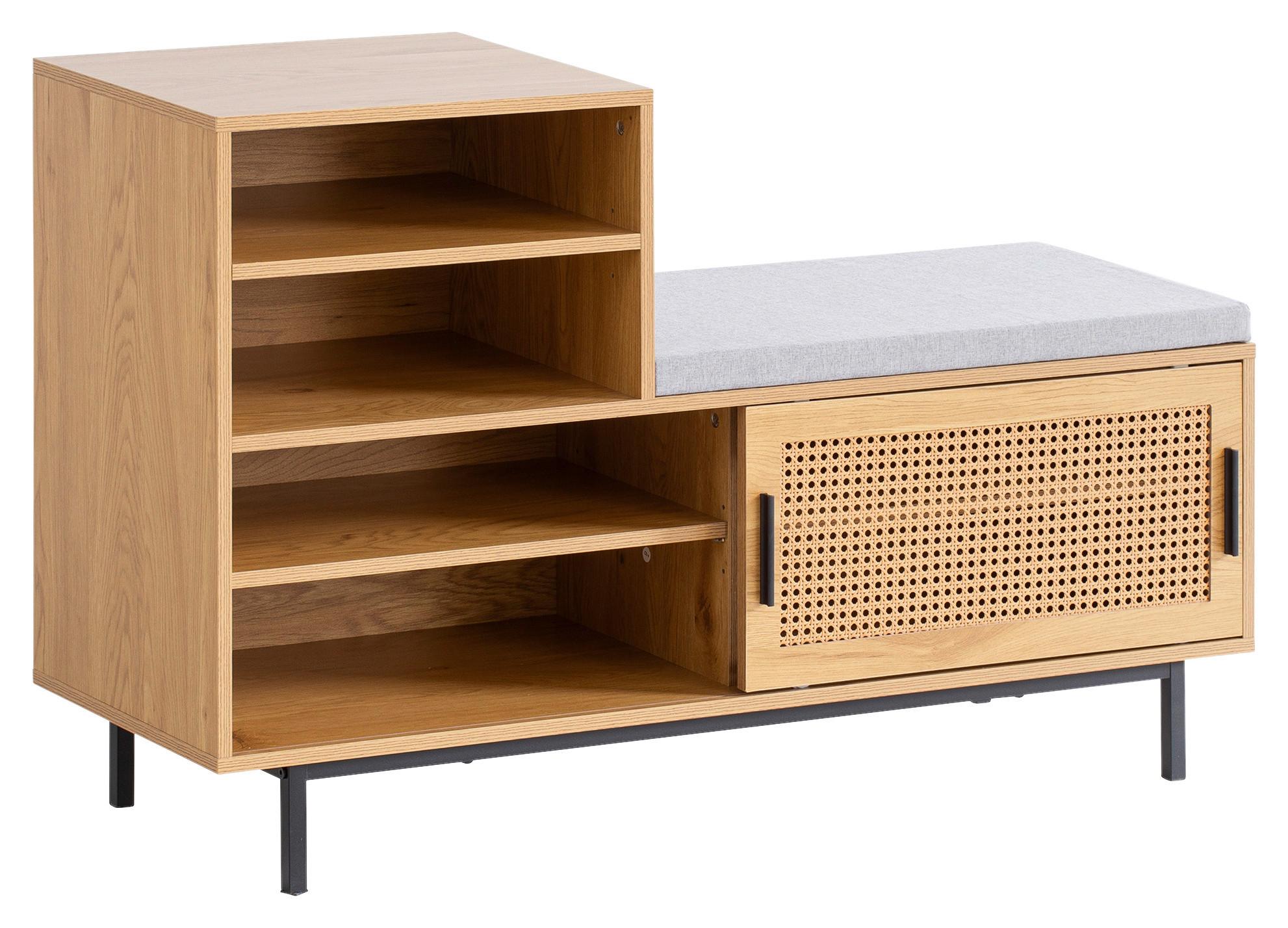 Schuhbank Wl6.833 - Eichefarben/Schwarz, KONVENTIONELL, Holzwerkstoff (120/75,5/40cm) - Livetastic