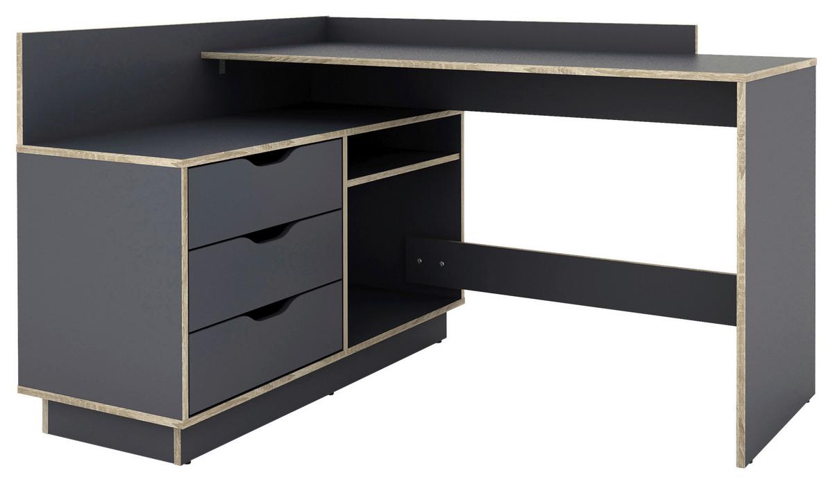 Eckschreibtisch Belfast Anthrazit B: 105 cm - Eichefarben/Anthrazit, LIFESTYLE, Holzwerkstoff (129/105/84cm) - MID.YOU