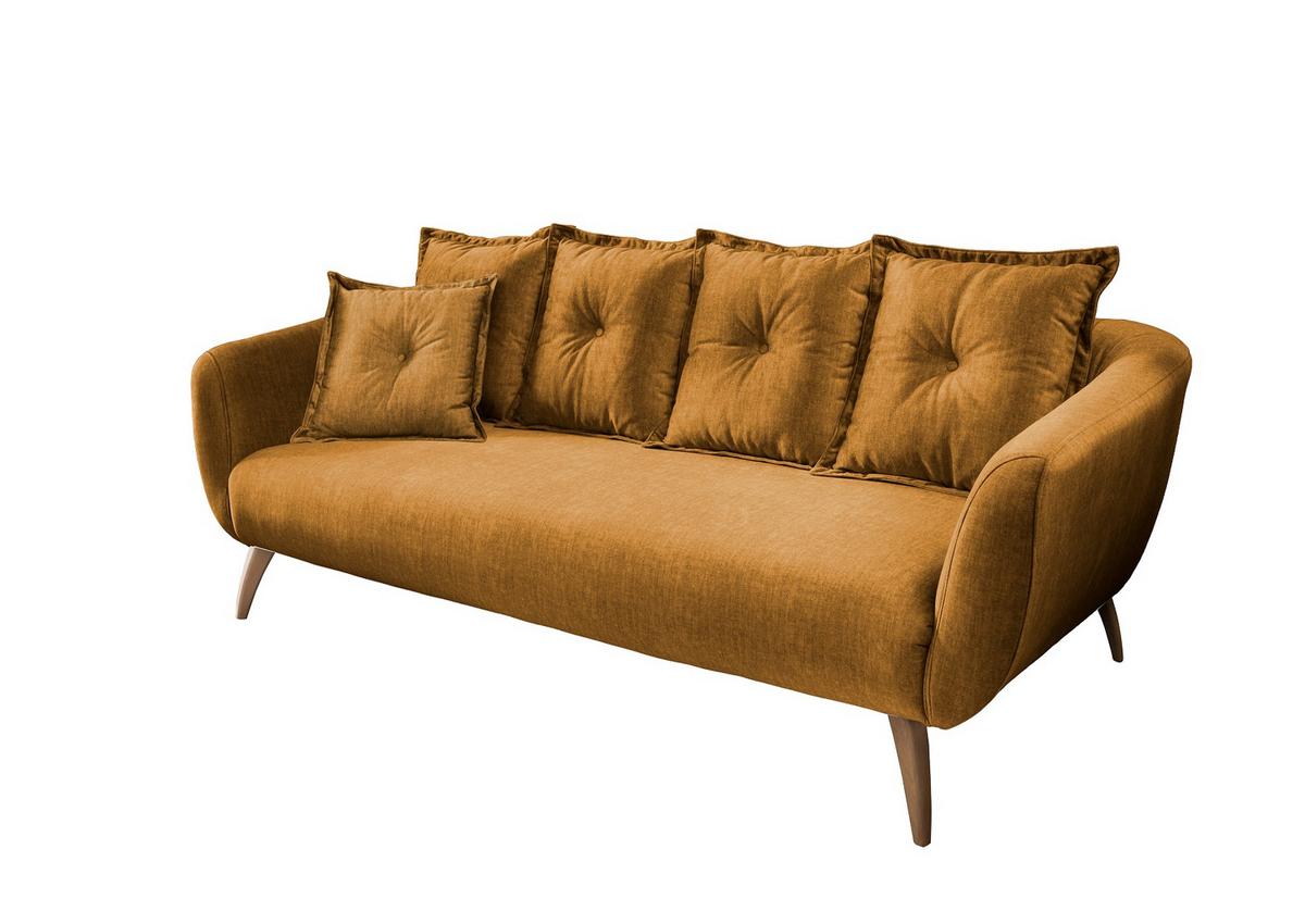 3-sitzer-sofa Baggio Gelb B: 236 Cm - Gelb/Buchefarben, MODERN, Textil (236/94/103cm) - Livetastic