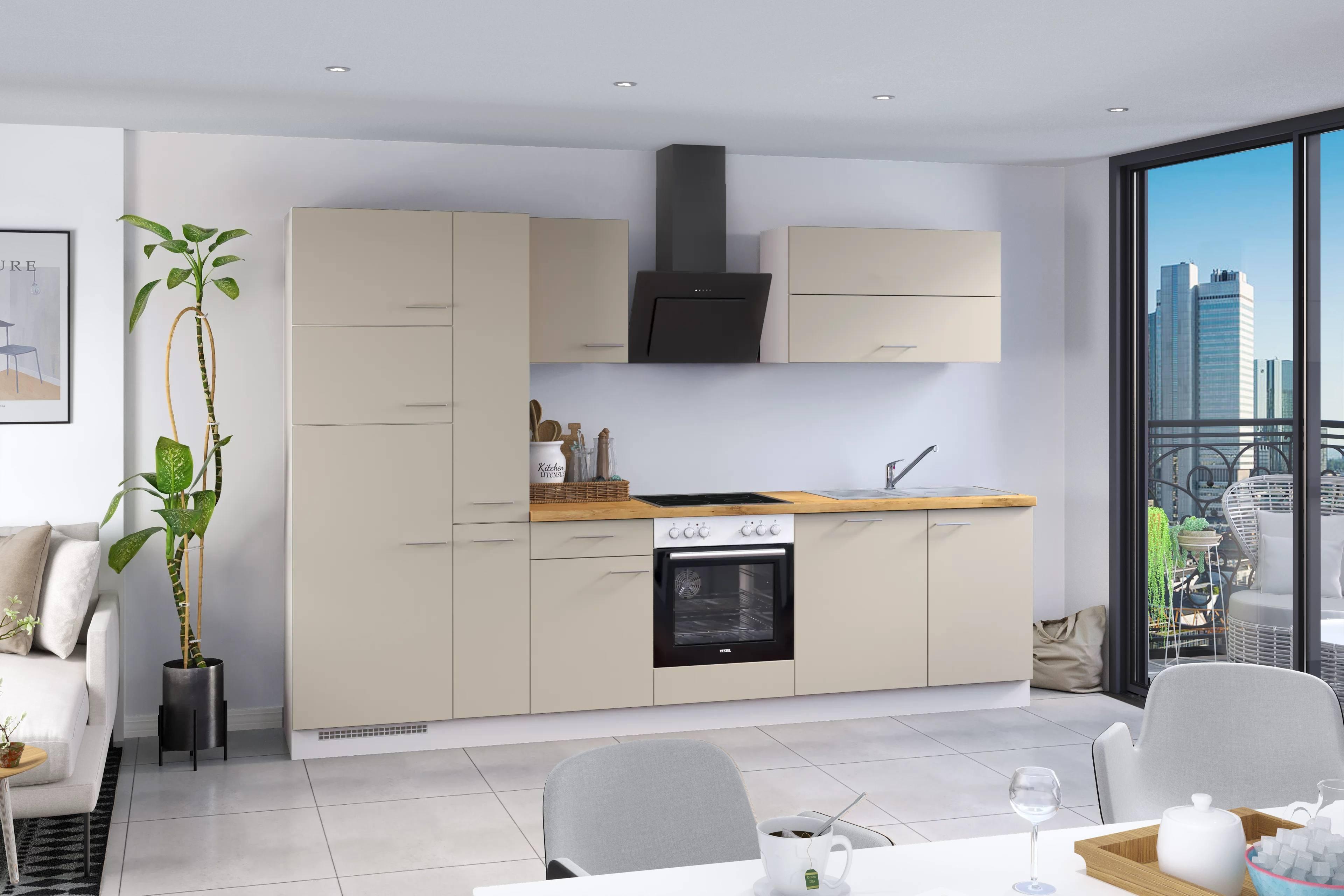Küchenblock Ip1200 - Eichefarben/Creme, Basics, Holzwerkstoff (310cm)