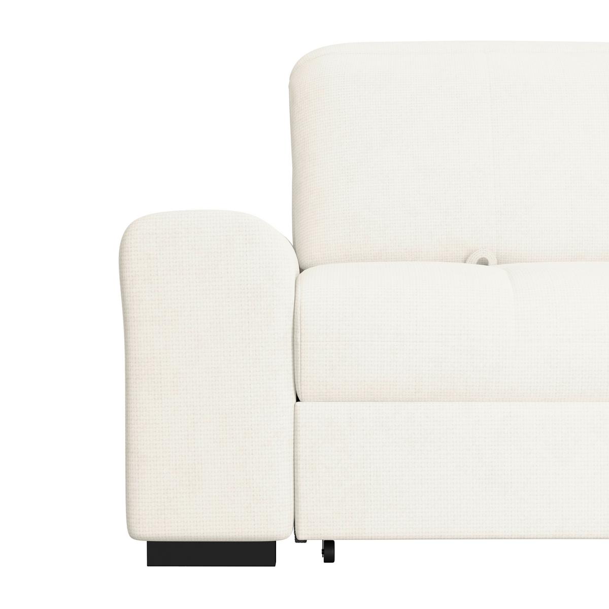 Ecksofa mit Bettfunktion Malaga new Chenille elfenbein - Elfenbein/Schwarz, KONVENTIONELL, Textil (286/203cm) - Ondega