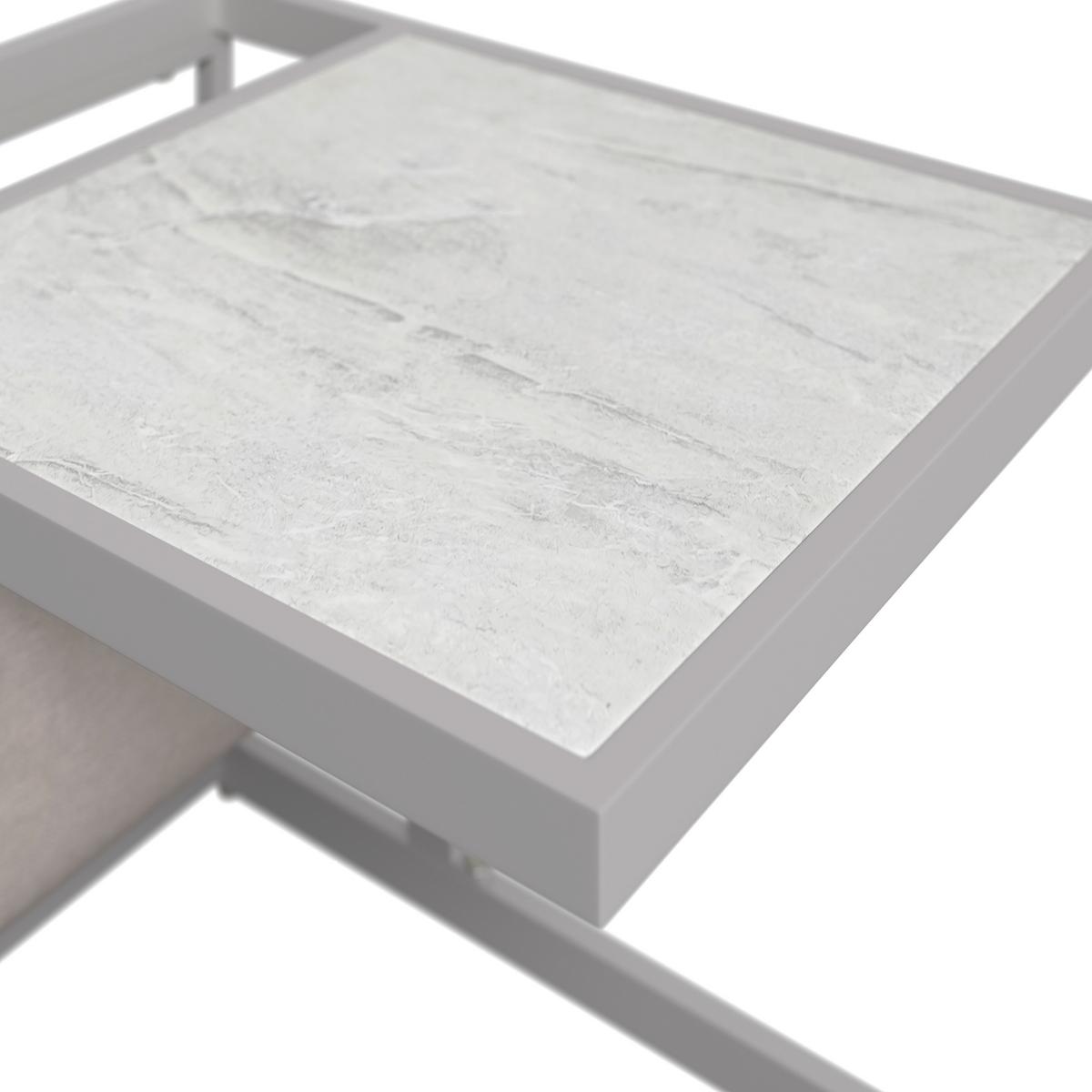 Beistelltisch Palma - Grauweiß/Weiß, MODERN, Glas/Textil (65/55/48cm) - Beldano