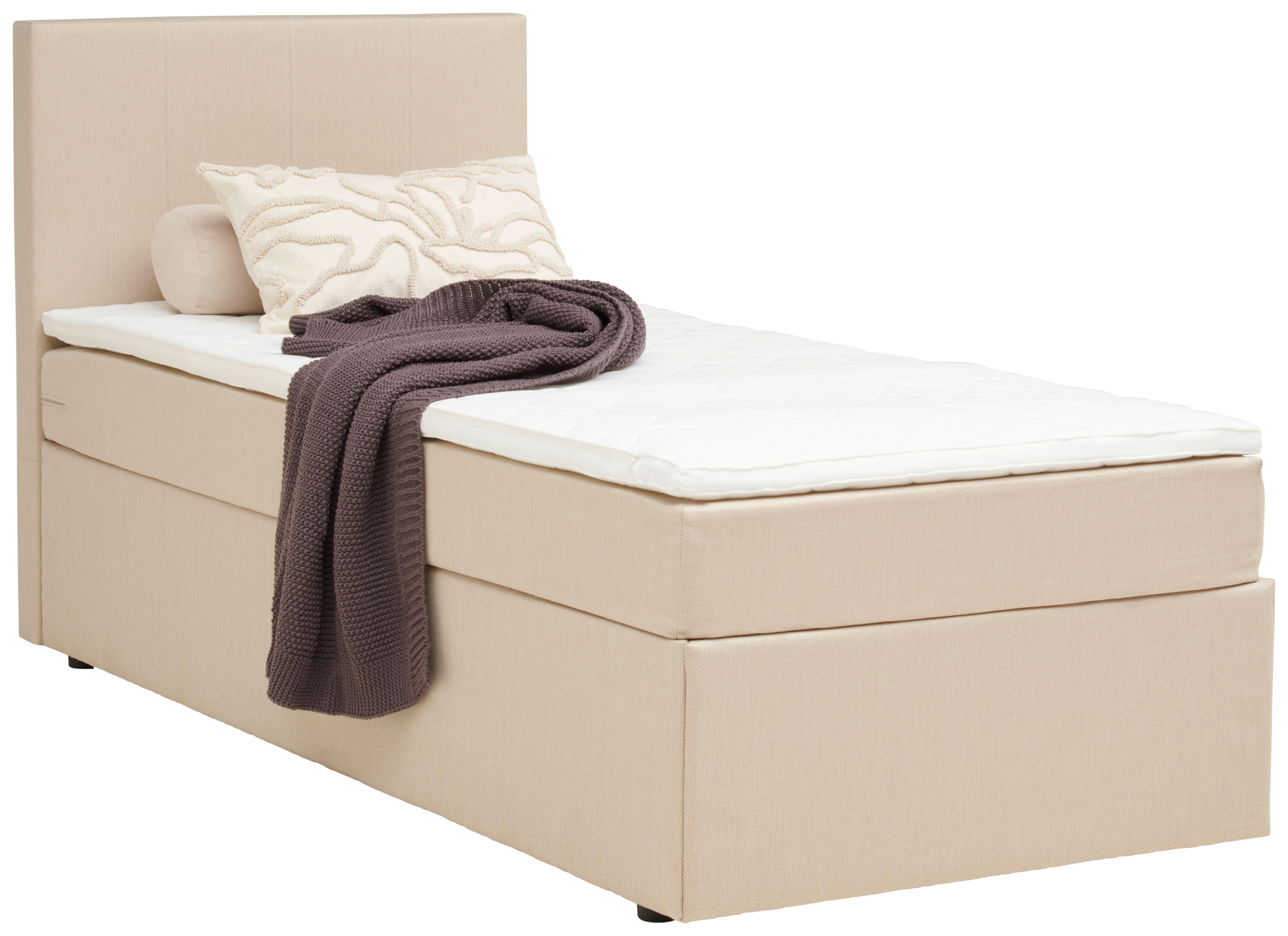 Boxbett mit Topper 90x200 cm Carolina Sandfarben - Sandfarben/Schwarz, Basics, Textil (90/200cm) - P & B