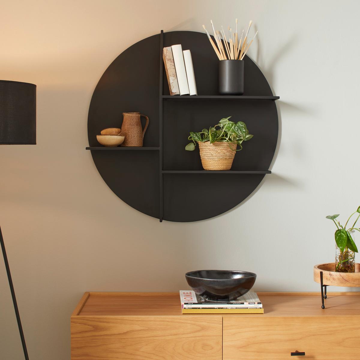 NÁSTĚNNÝ REGÁL FELIX TREND- - černá, Moderní, kov (78/17/78cm) - Premium Living