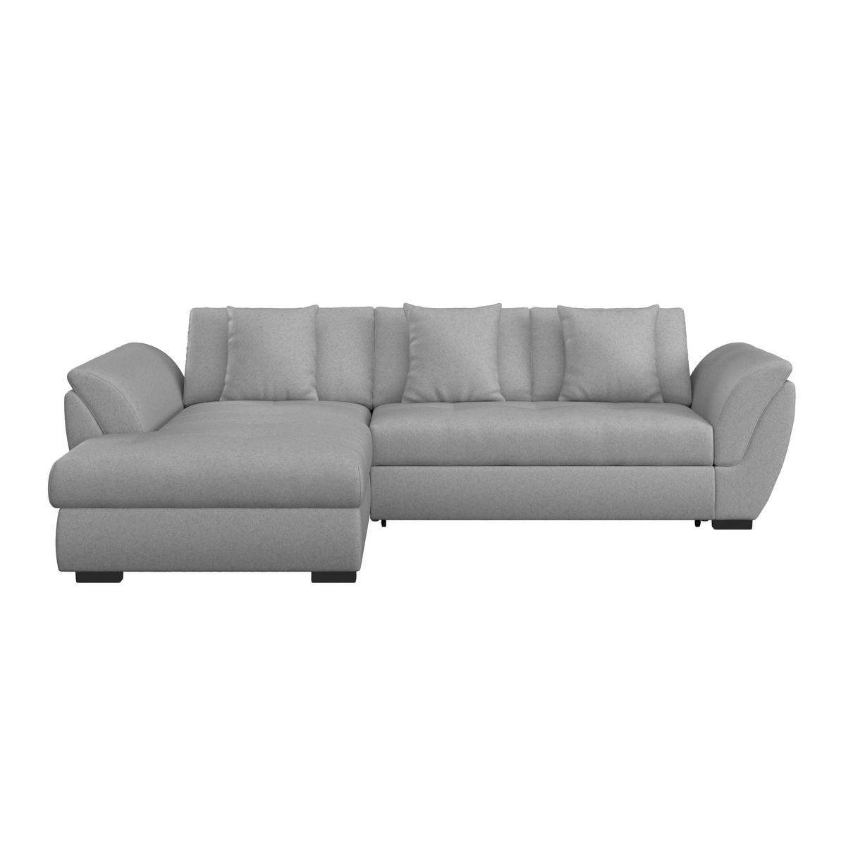 Ecksofa mit Schlaffunktion + Bettkasten Berisso Webstoff - Schwarz/Grau, Design, Textil (187/278cm) - Ondega