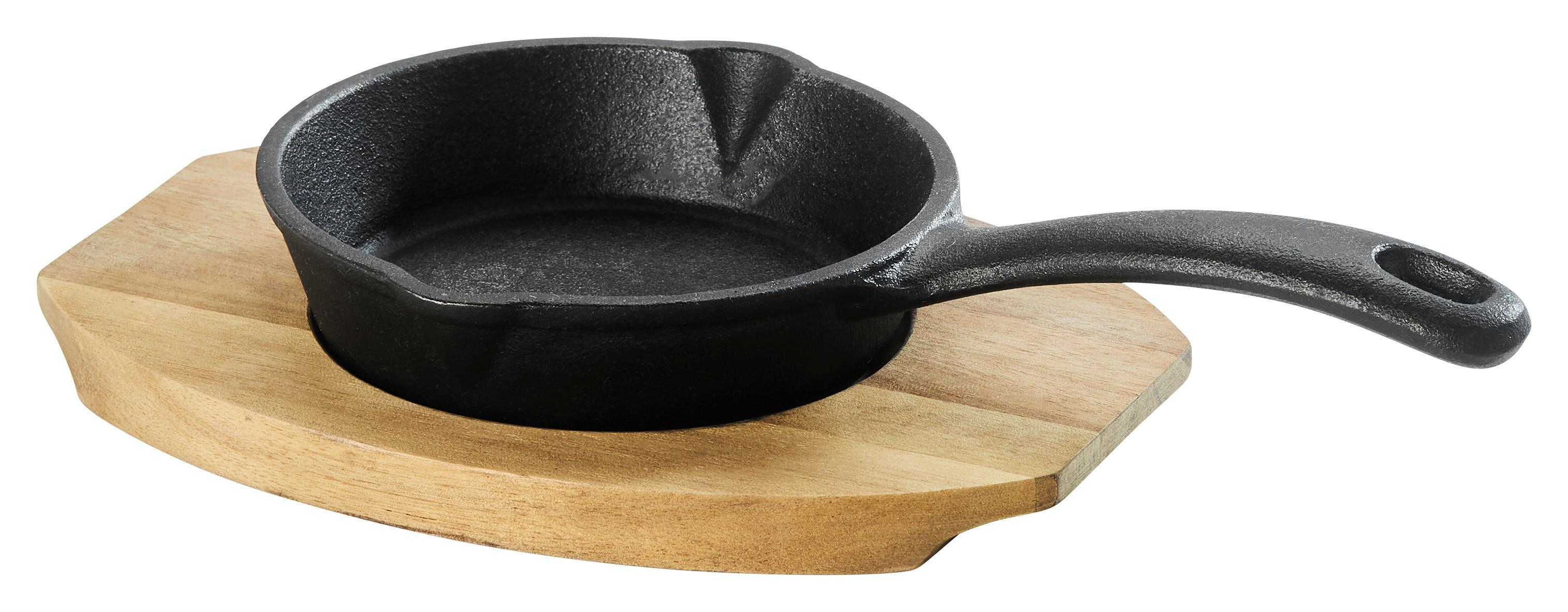 Pánev servírovací Gourmet - černá/přírodní barvy, Konvenční, kov/dřevo (22,5/14/4,5cm) - Mömax