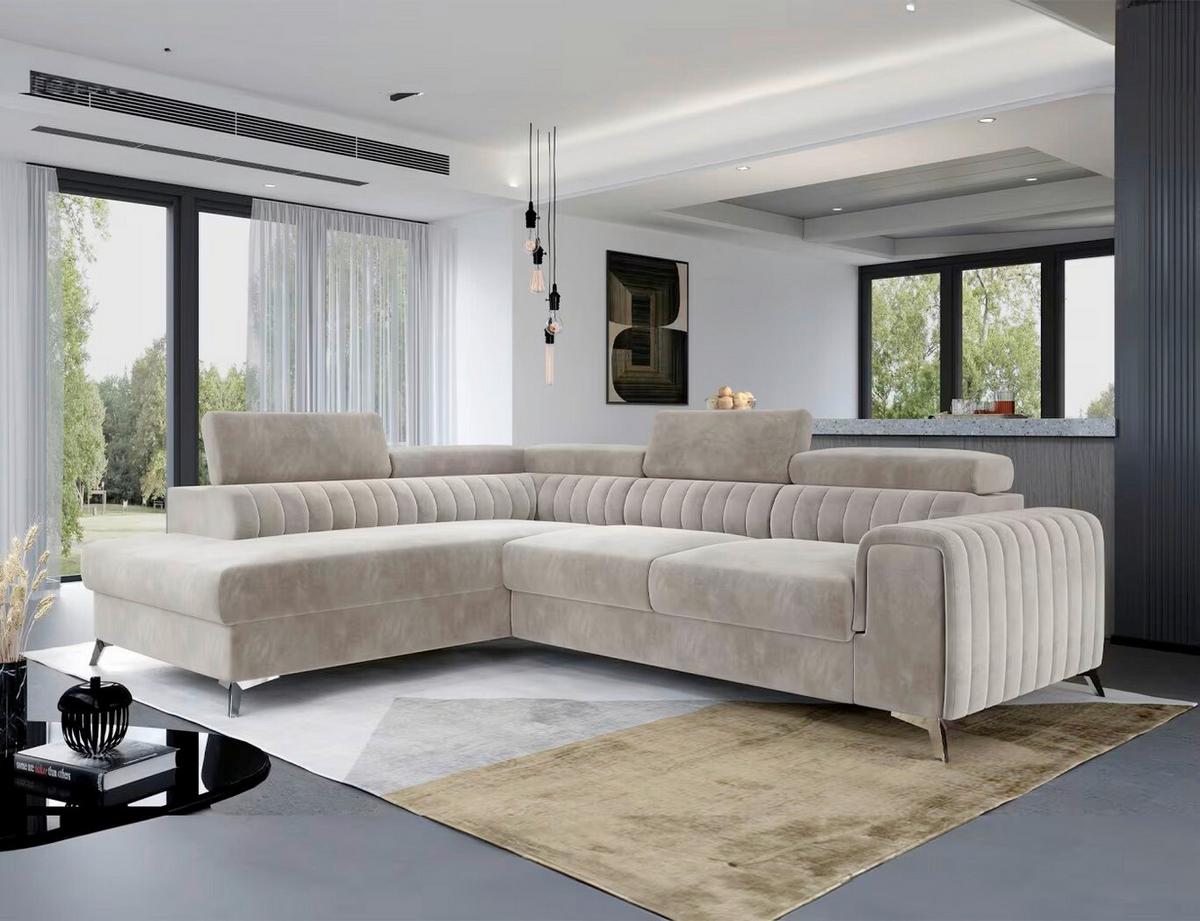 Ecksofa Laurence Beige S: 205x278 cm - Beige/Silberfarben, Design, Textil (205/278cm) - MID.YOU
