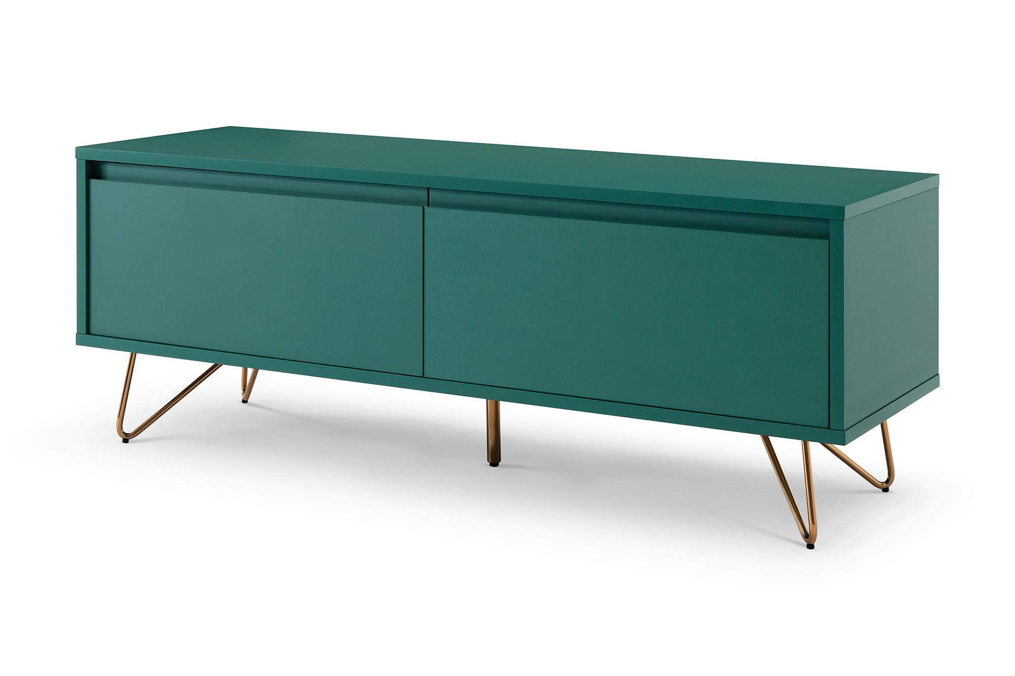 Lowboard Grün, Messingfarben B: 120cm - Messingfarben/Grün, Design, Holzwerkstoff (120/45/40cm) - Livetastic