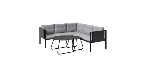 Loungegarnitur Mallorca - Schwarz/Grau, MODERN, Textil/Metall (186,5/186,5cm) - Beldano