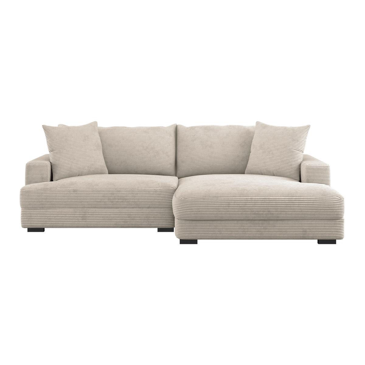Rohová sedačka PELLE, pravá, béžový manšestr - černá/béžová, Moderní, textil (265/180cm)