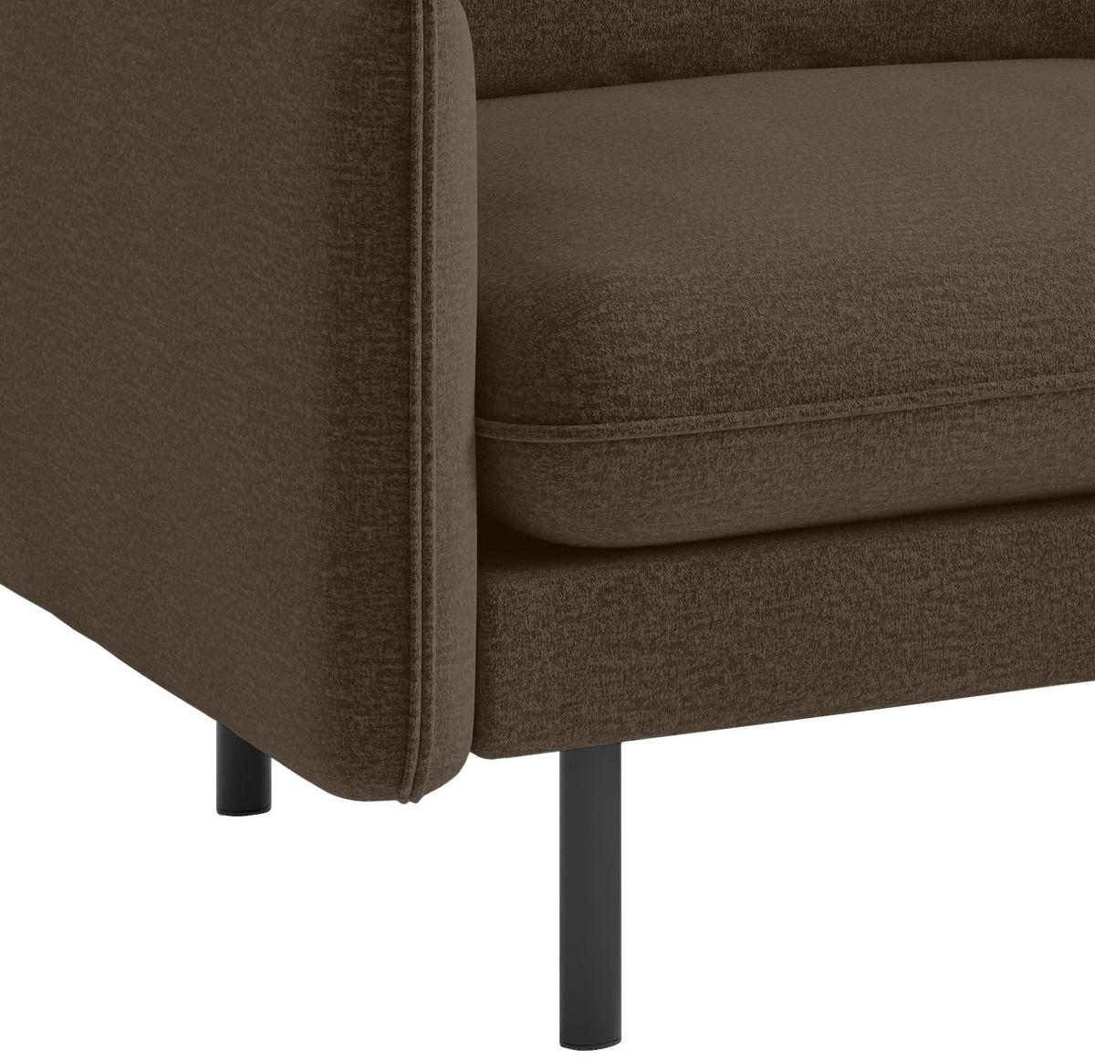 Ecksofa Samos Braun S: 267x204 Cm - Edelstahlfarben/Braun, Design, Textil (267/204cm) - Livetastic