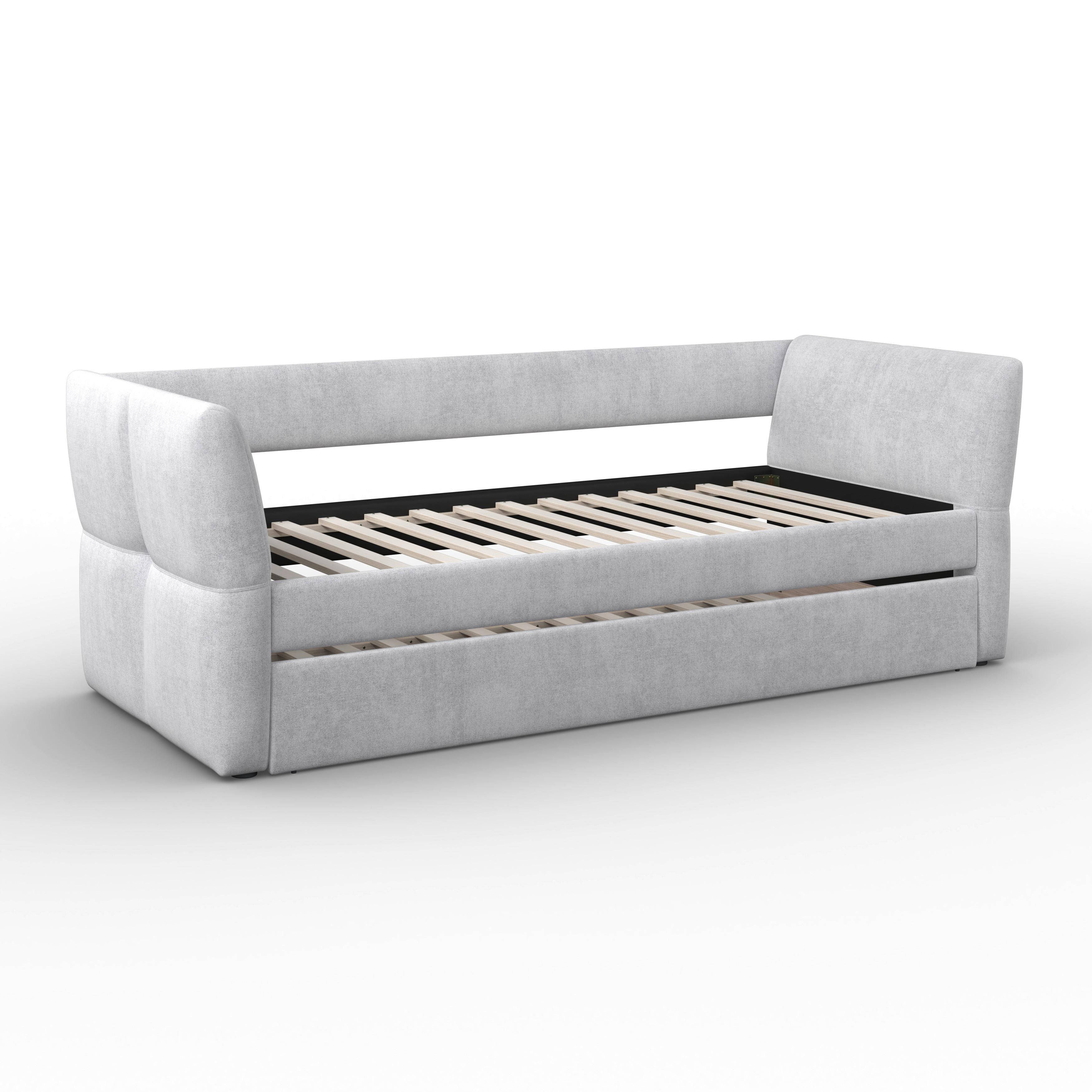 Výsuvná posteľ DREAM 180x200, svetlosivá - svetlohnedá/čierna, Modern, drevo/textil (90/200cm) - Bessagi Home