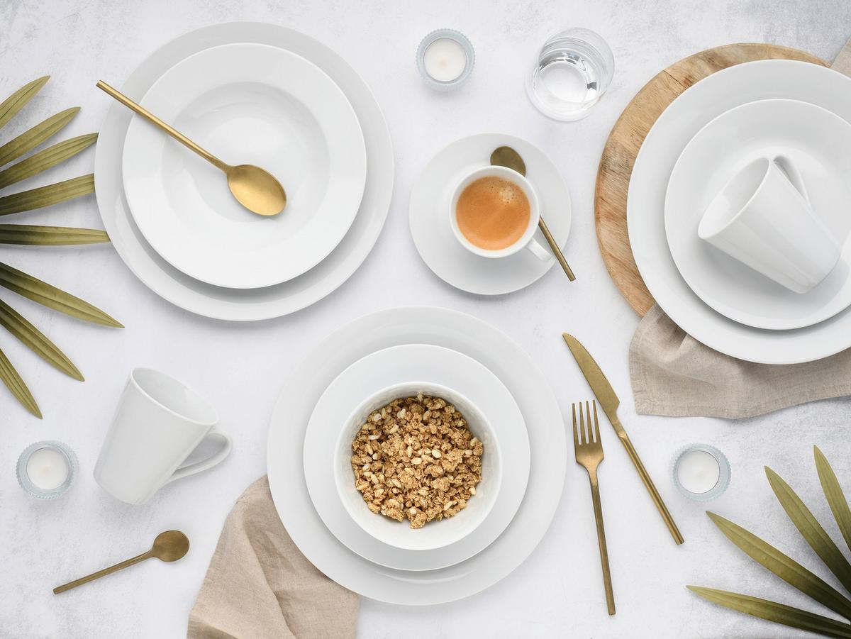 Kombiservice Porzellan, Weiß, 42-Teilig - Weiß, Basics, Keramik - Creatable