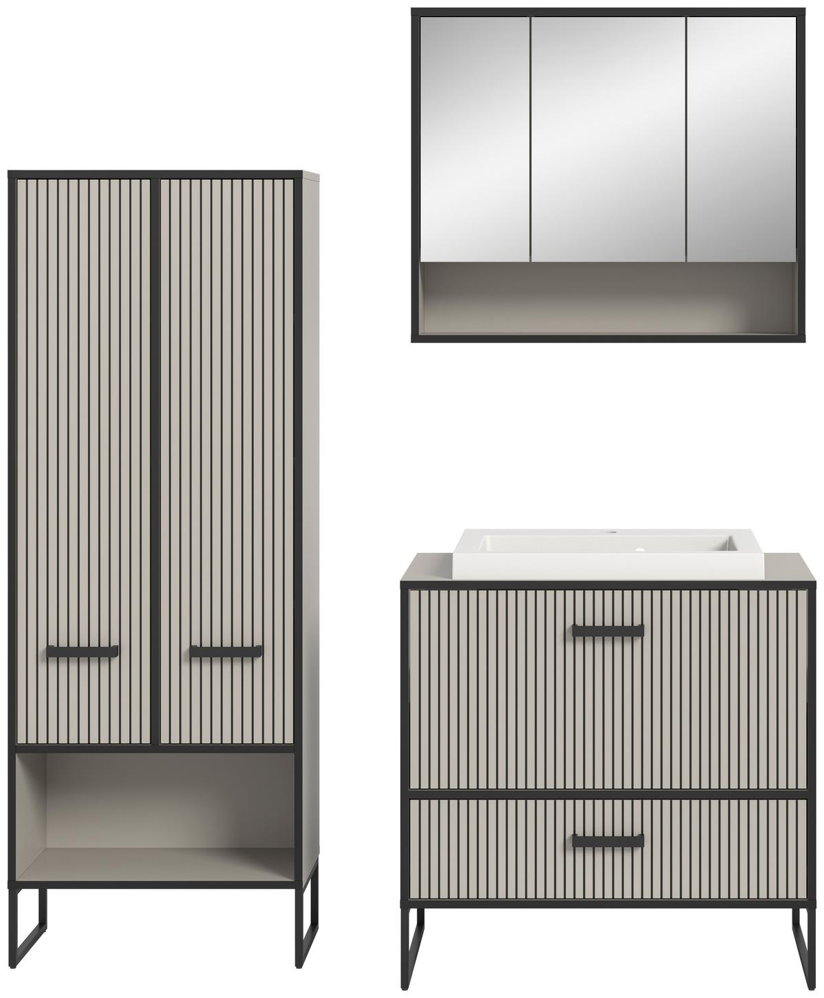 Badezimmer Bagno Schwarz/kaschmir B:142cm - Kaschmir/Schwarz, MODERN, Holzwerkstoff (142cm) - MID.YOU