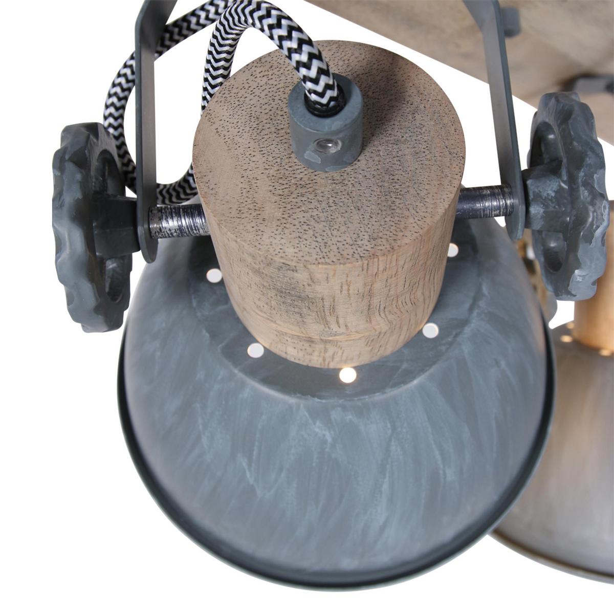 Deckenspots Gearwood - Grau, Trend, Holz/Metall (15/23/90cm)