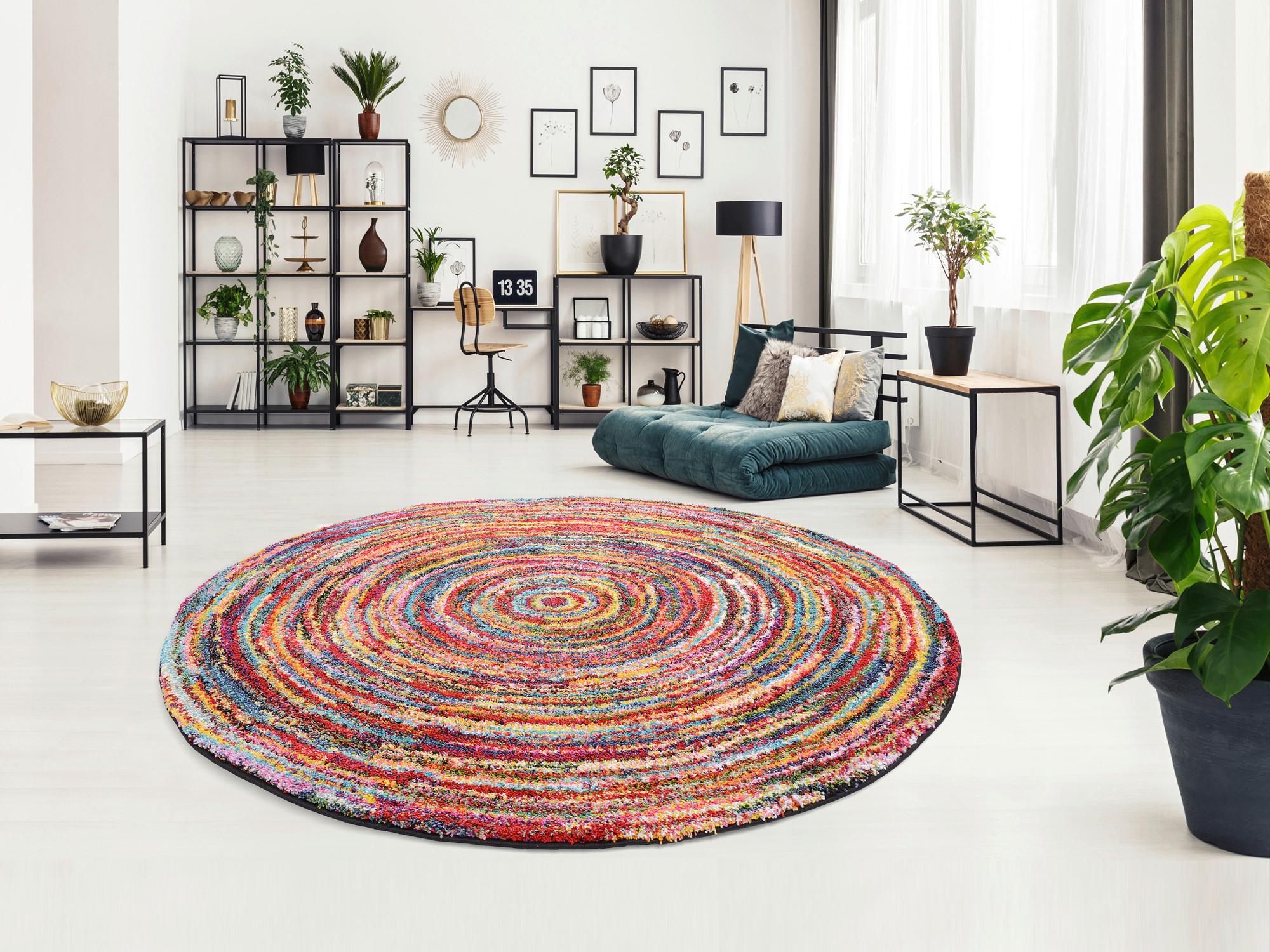 Webteppich Sixteen Round Multicolor Rund Ø 200 cm - Multicolor, Trend, Textil (200cm)