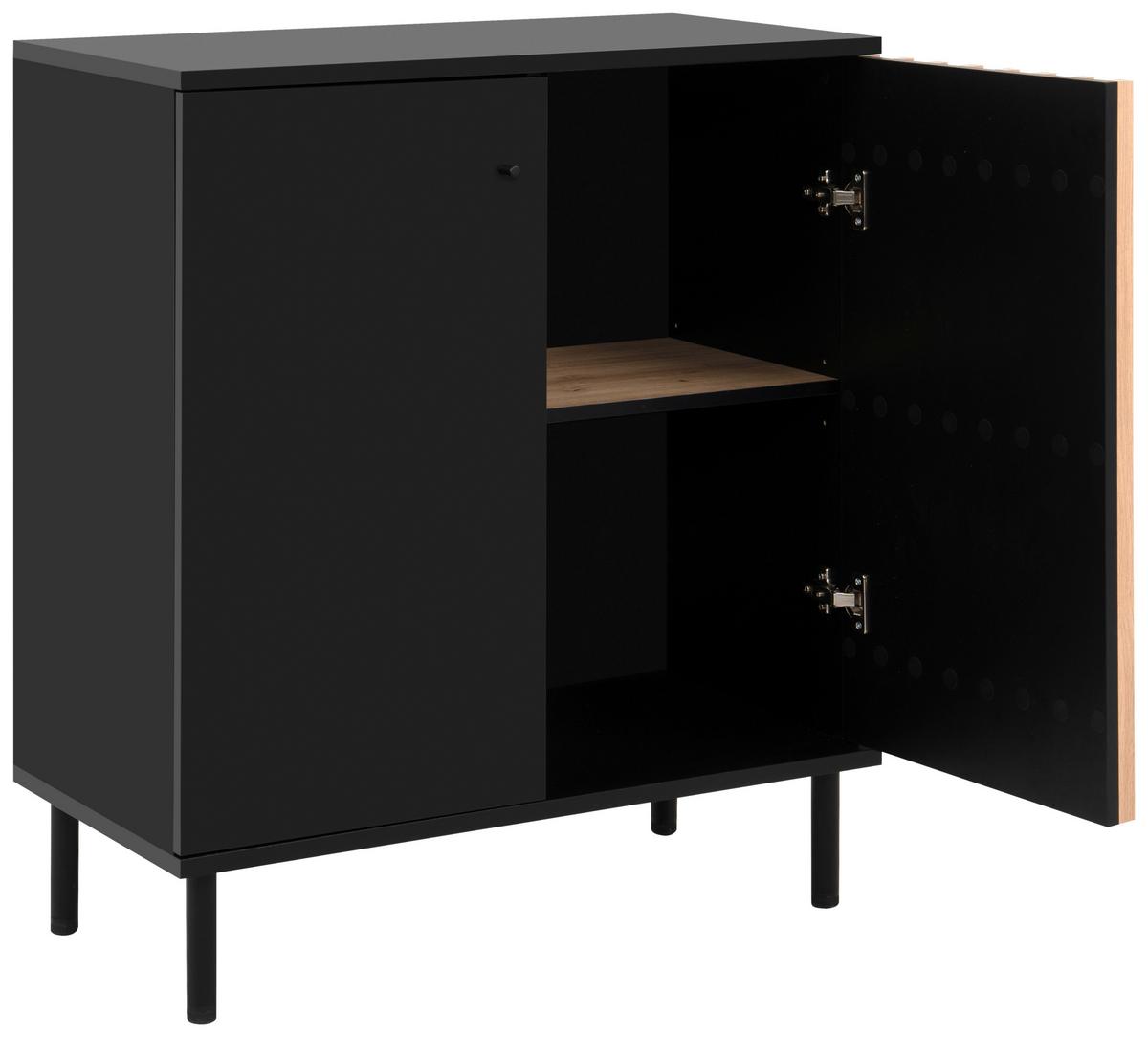 Kommode Monza 01d - Schwarz/Eiche Artisan, Design, Holzwerkstoff (80/90/40cm) - Livetastic
