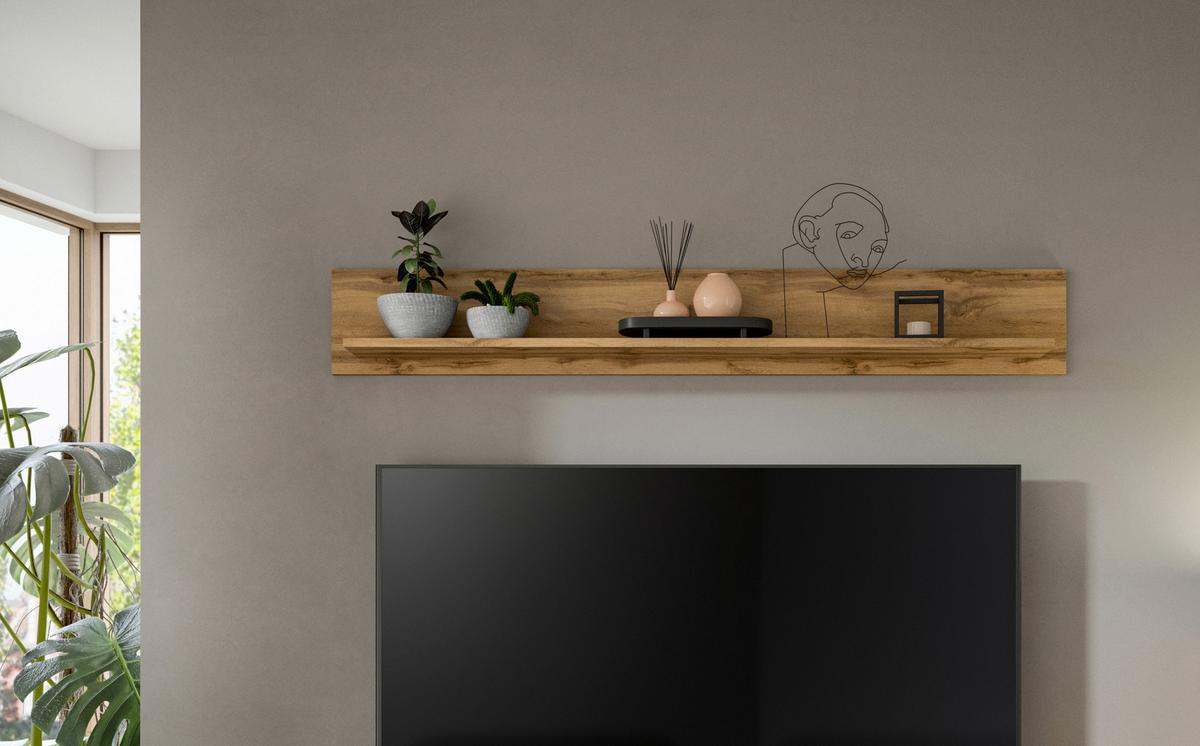 Wandboard Jam Eiche Dekor B: 140 Cm - Eiche Wotan, Design, Holzwerkstoff (140/20/15cm) - MID.YOU