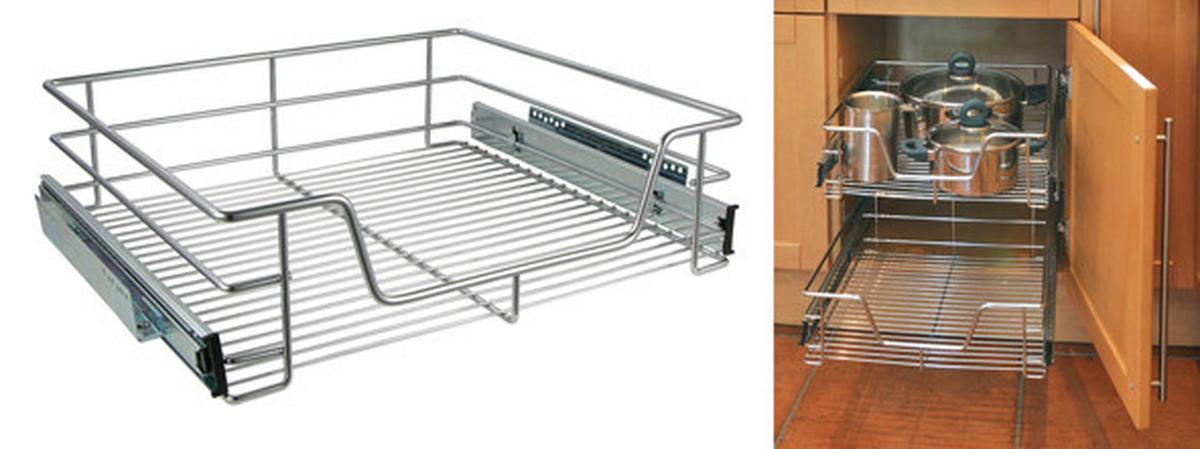 Teleskop Schublade für Küchen- Schränke BxHxT: 49x14x44 cm - Chromfarben, MODERN, Metall (49/14/44cm)