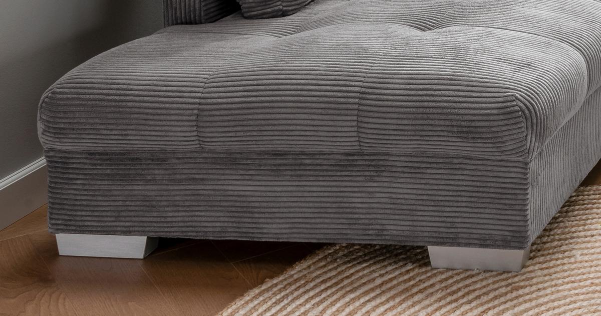 Rohová sedačka ALVITO, ľavá, sivý menčester - sivá/strieborná, Design, drevo/textil (202/298cm) - MID.YOU