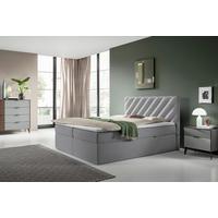 Boxspringbett Mit Topper & Bettkasten 140x200 Cm Gusto - Hellgrau/Schwarz, MODERN, Textil (140/200cm) - MID.YOU