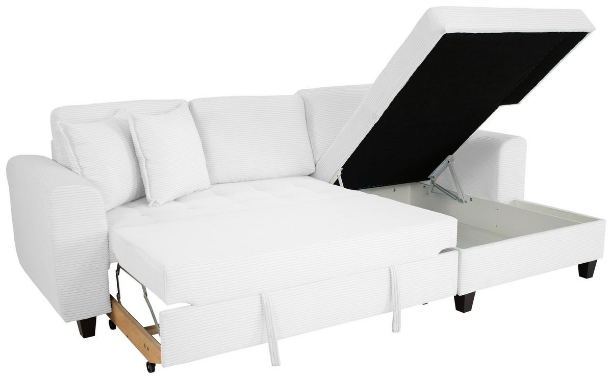 Ecksofa Moritz Silberfarben S: ca. 265x155 cm - Weiß, Trend, Textil (265/155cm)