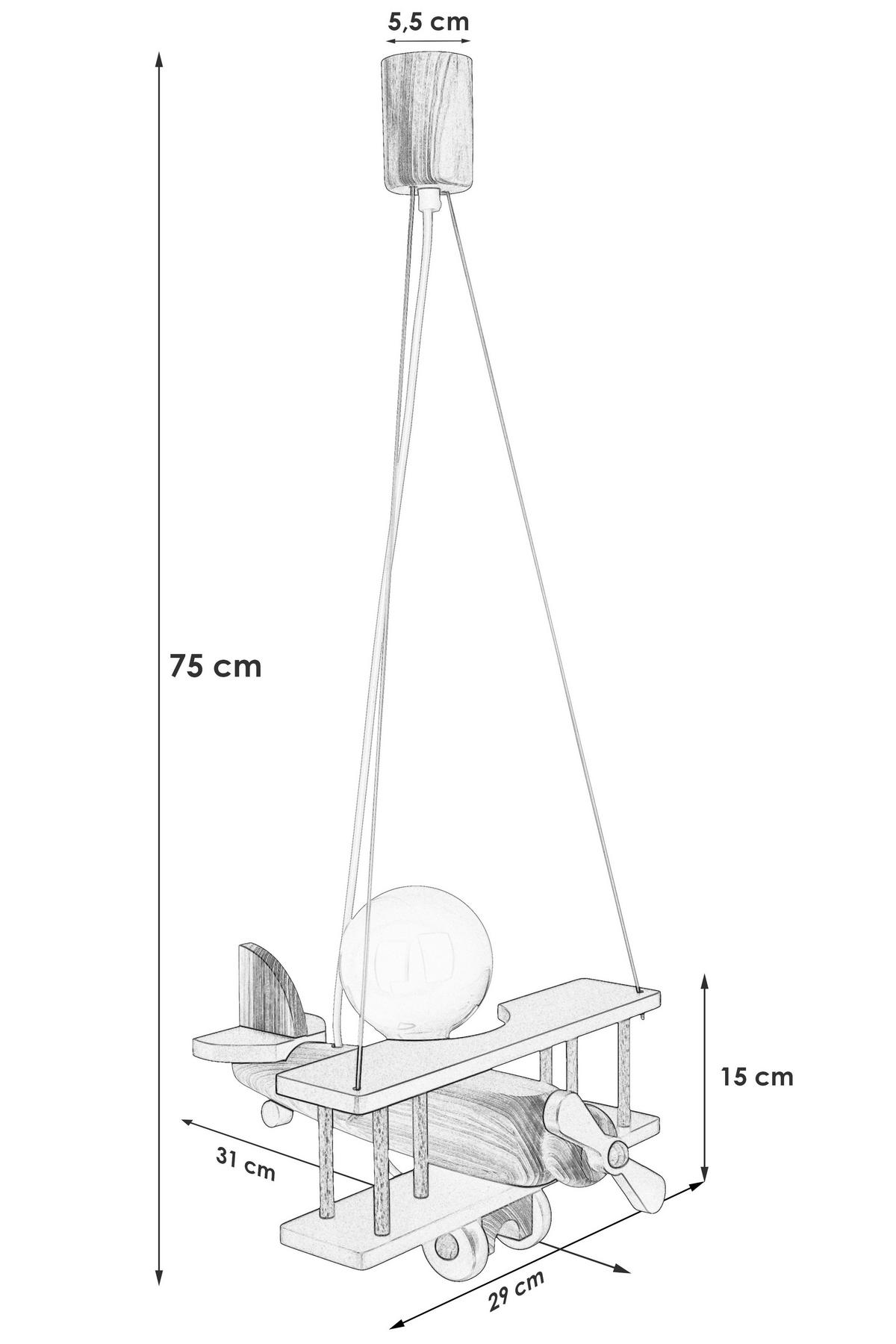 Kinderhängeleuchte Flugzeug H: 75 Cm 1-Flammig - Blau/Grün, KONVENTIONELL, Holz (29/31/75cm)