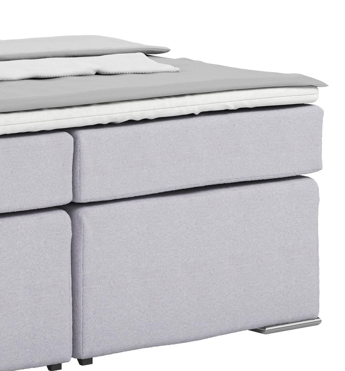 Posteľ Boxspring NERO PL: 160/200 cm, svetlosivá - svetlosivá/chrómová, Konventionell, kov/textil (160/200cm)