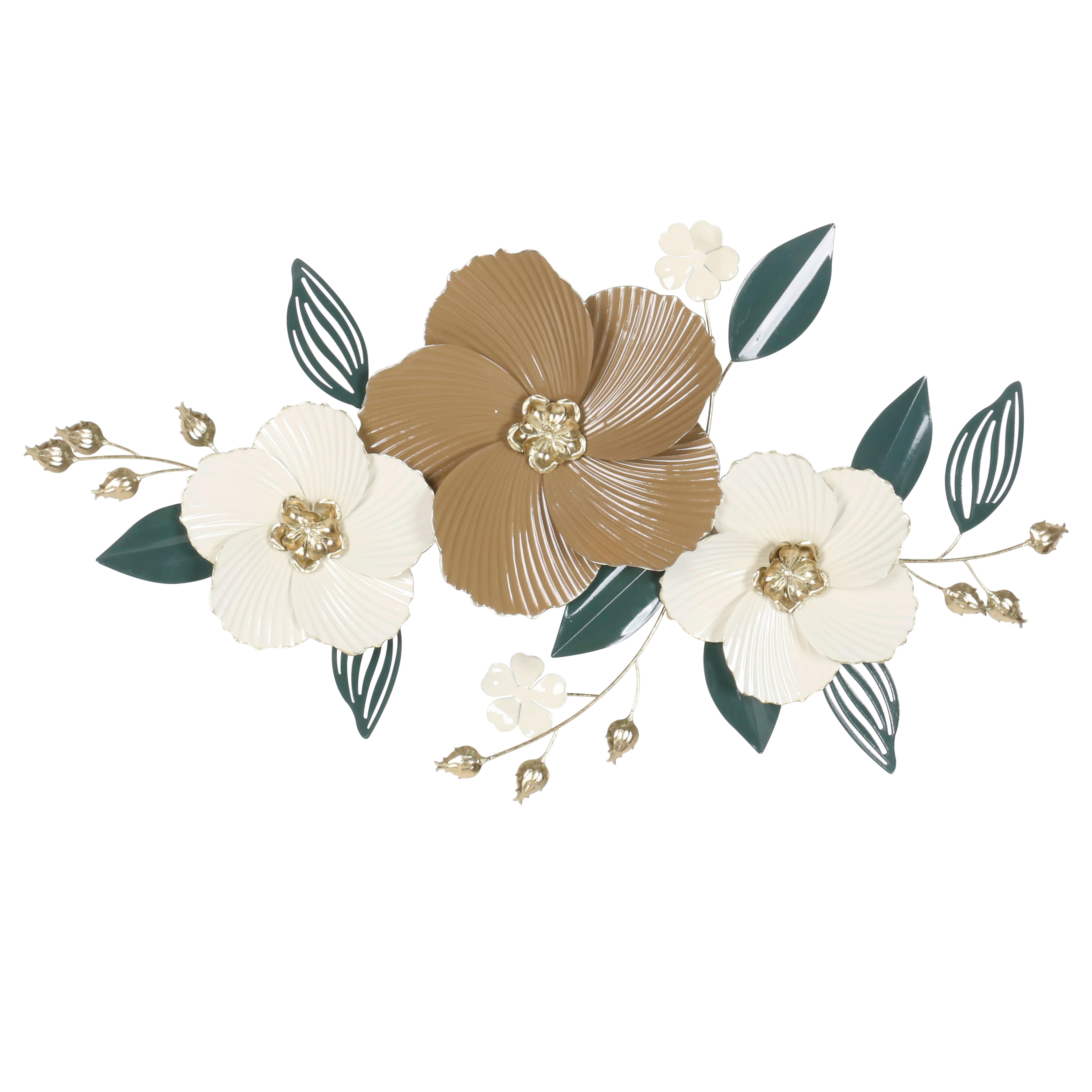 Wanddeko Iris - Hellbraun/Pastellblau, KONVENTIONELL, Metall (99/56cm) - Luca Bessoni