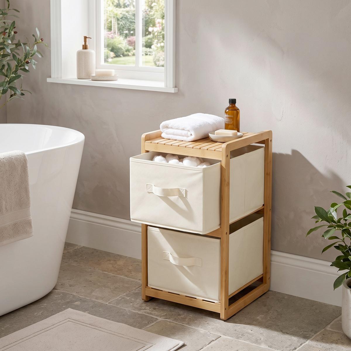 BADEZIMMERREGAL Creme/Naturfarben B: 29,5cm - Creme/Naturfarben, Basics, Naturmaterialien/Textil (29,5/57/33,5cm) - Kesper