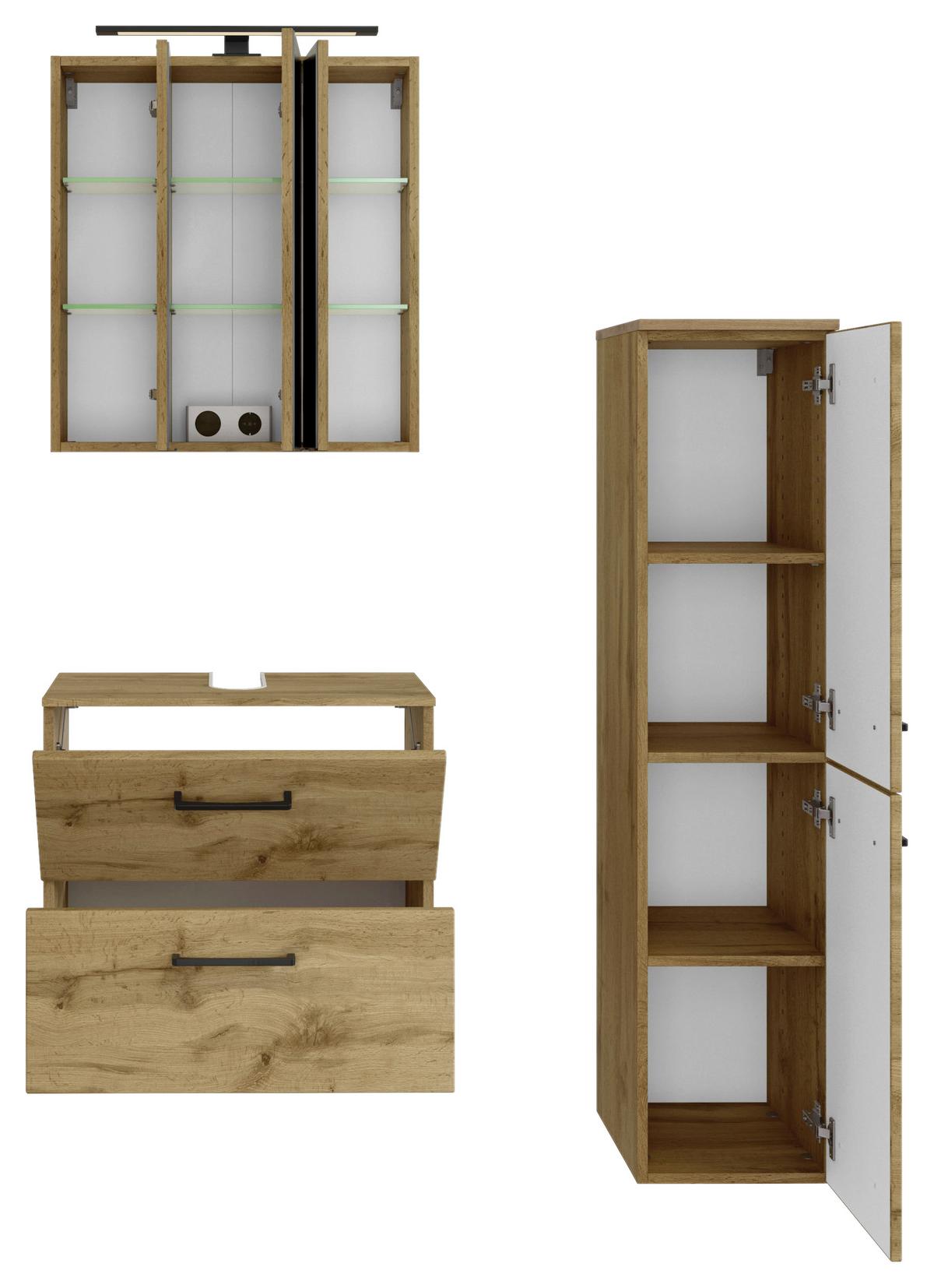 Badmöbel-set Manchester B: 90 Cm Eiche Wotan Dekor - Eichefarben, MODERN, Holzwerkstoff (90cm) - Held