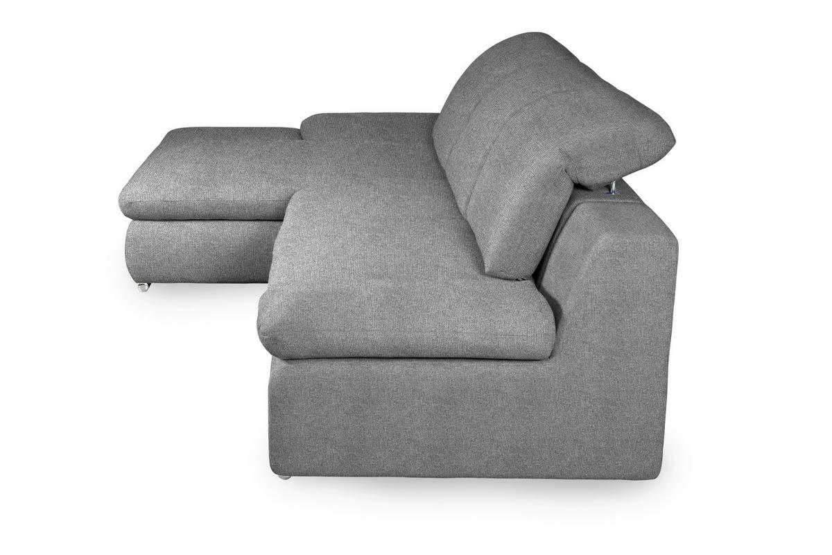 Ecksofa Isona Dunkelgrau Chenille - Chromfarben/Dunkelgrau, Design, Textil (165/286cm) - Livetastic