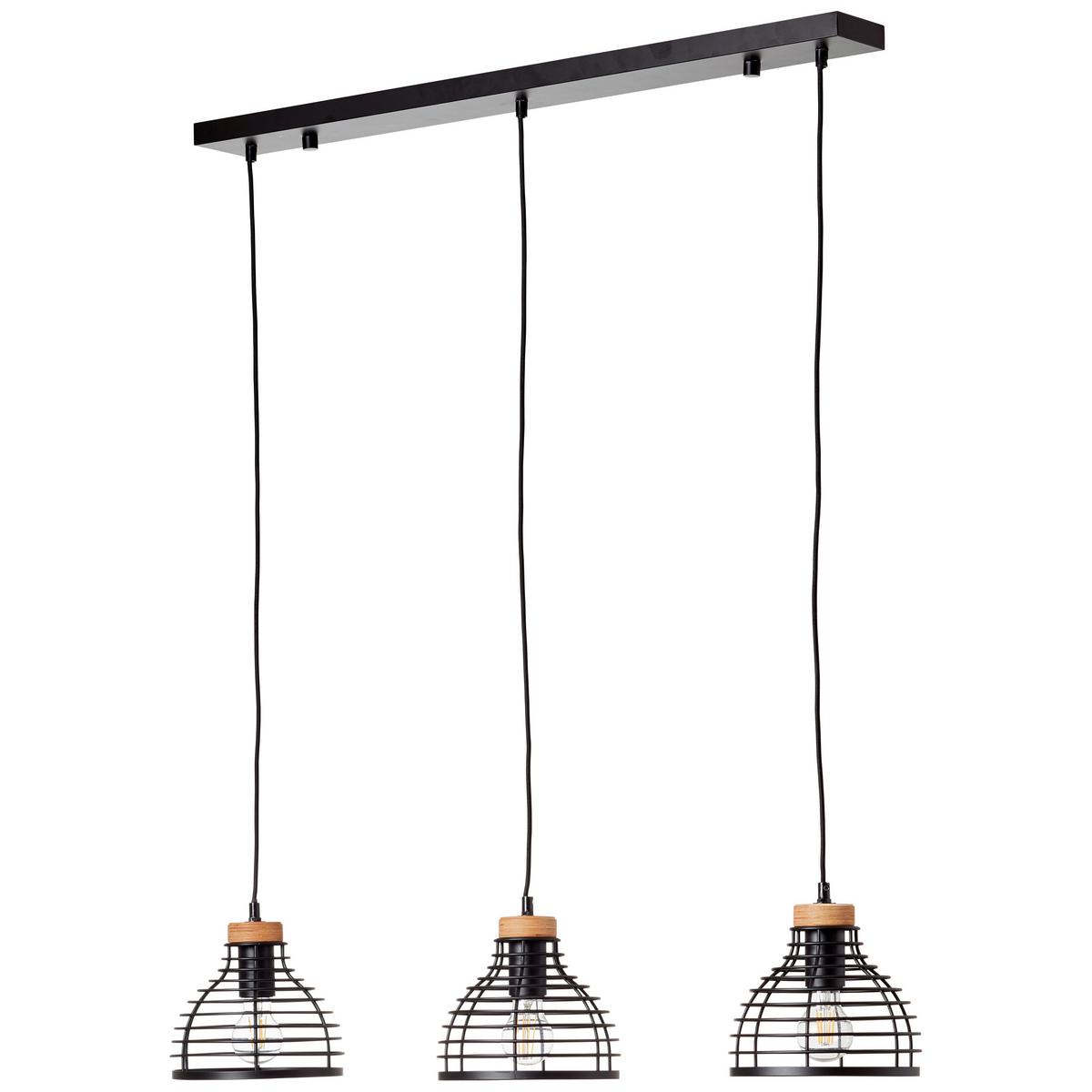 Pendelleuchte 99561/76 Avia - Schwarz, Natur, Holz/Metall (100/25/120cm) - Brilliant