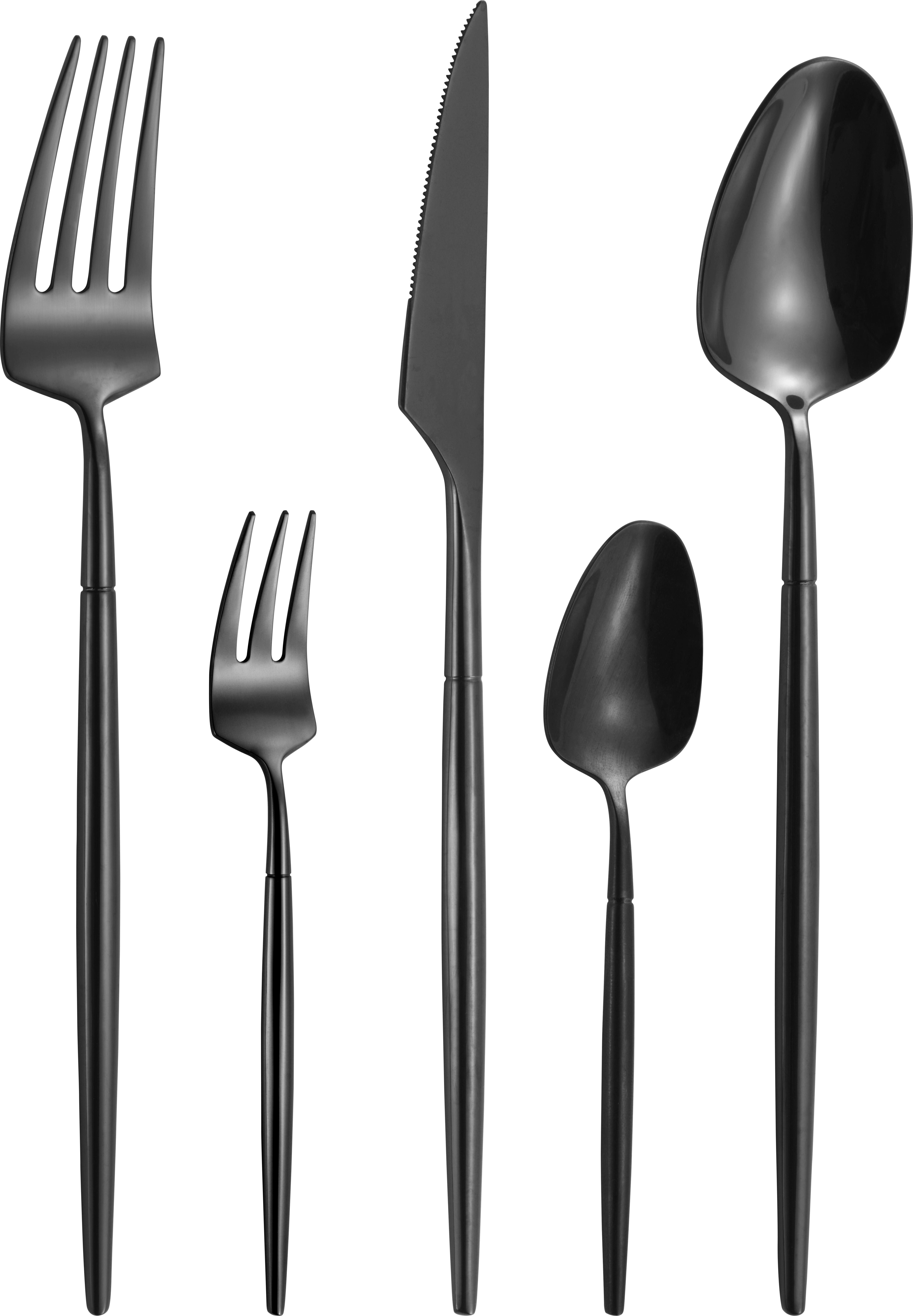 Sada příborů Elegance, 20dílná - černá, Konvenční, kov - Premium Living