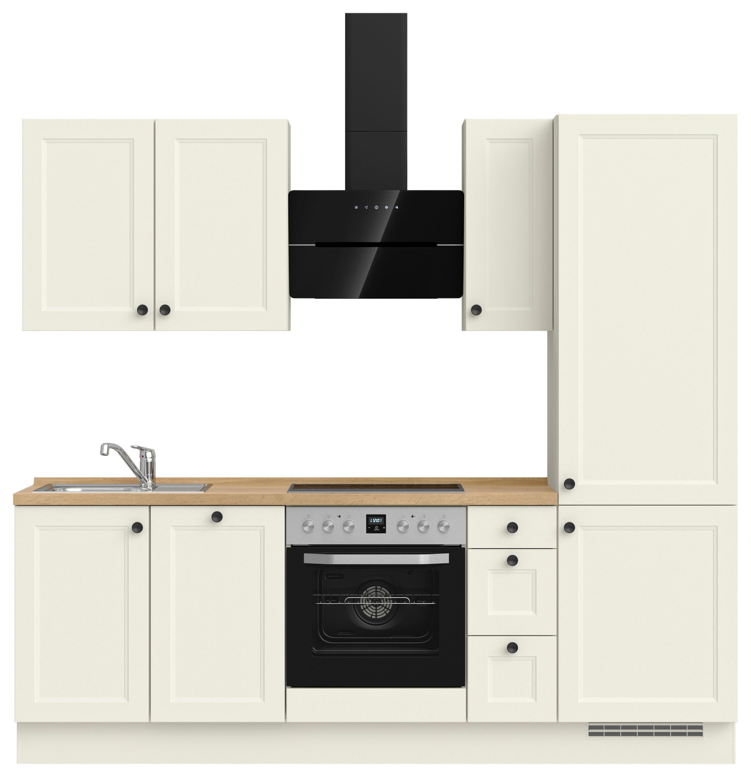 Kuchynská linka 240 cm, biela/dekor dub Sierra - čierna/biela, Modern, kov/kompozitné drevo (240cm) - Nobilia