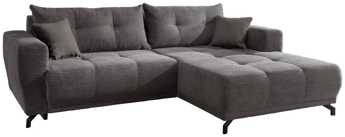 Ecksofa Restato Grau S: 246/177 Cm - Schwarz/Grau, MODERN, Holz/Textil (246/177cm) - MID.YOU