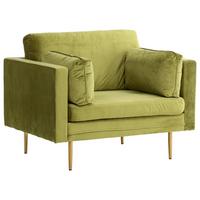 Sessel Boom - Goldfarben/Grün, Design, Textil/Metall (110/84/86cm) - Livetastic