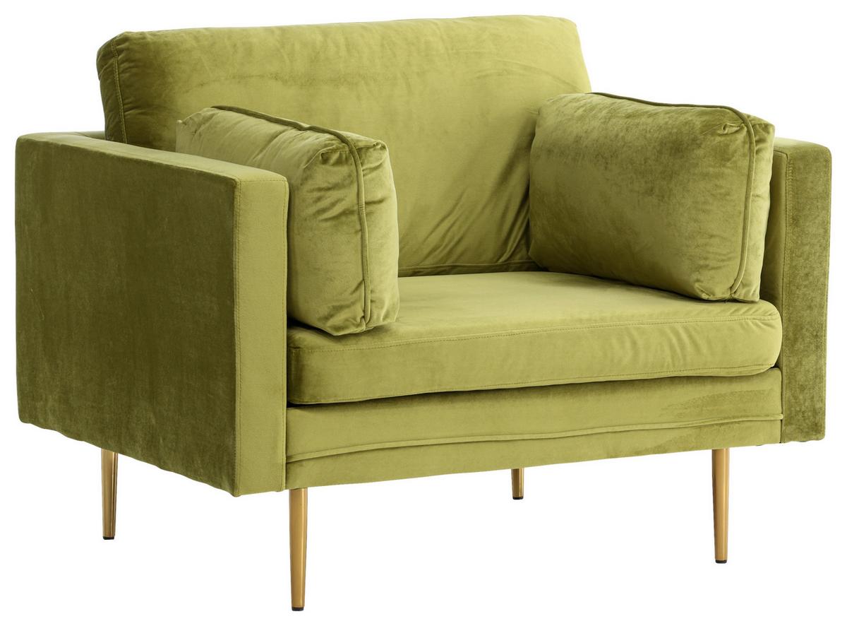 Sessel Boom - Goldfarben/Grün, Design, Textil/Metall (110/84/86cm) - Livetastic